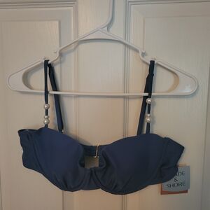 Shade & Shore Blue Women's Bikini Top With Pearls